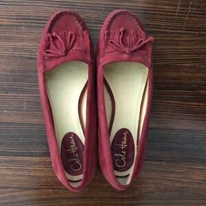 Red suede leather Cole Haan loafers